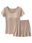 Plus Size Padded Modal Short Sleeve T-Shirt and Shorts Set