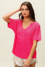 BiBi Waved Rib U Neck Top With Front Pocket
