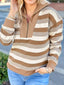 Stripe Zip Collar Patchwork Vintage Sweatshirt