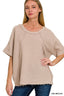 Zenana Washed Double Gauze Exposed Seam Short Sleeve Top