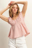 HYFVE Gingham Scoop Neck Cap Sleeve Blouse