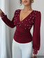Pearl Embellished V-Neck Blouse