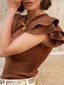 Ruffled Cap Sleeve Knit Top
