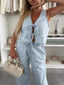 Tie Front Vest and Jeans Denim Set