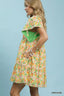 Umgee Mix Floral Tiered Mini Dress with Side Pockets