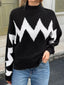 Zigzag Pattern Mock Neck Sweater