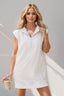 Oh Full Size Texture Half Zip Cap Sleeve Mini Dress