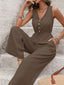 Casual Sleeveless V-Neck Wide Leg Jumpsuit