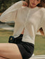 Openwork Button Up Long Sleeve Cardigan