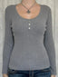 Button Detail Long Sleeve Cable Knit Top