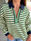 Striped Zip-Up Collar Sweatshirt