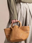 Leather Round Handle Tote Bag