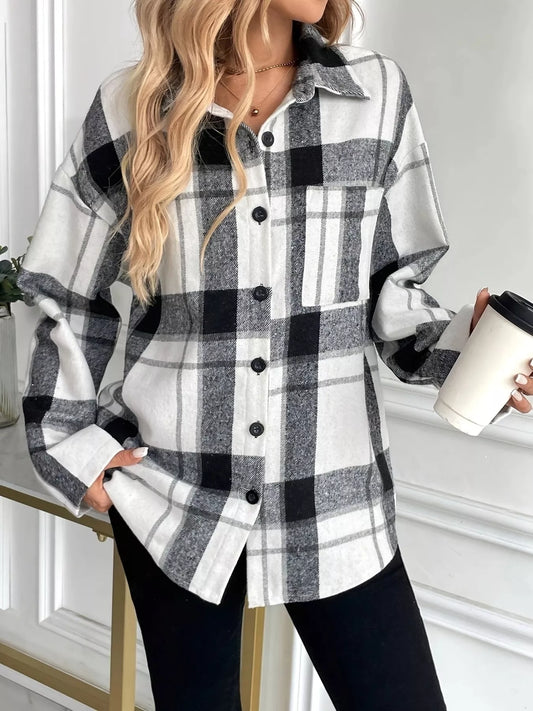Oversized Plaid Button Up Shirt