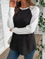 Contrast Raglan Sleeve Waffle Knit T-Shirt