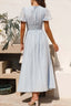 V-Neck Puff Short Sleeve Midi Dress