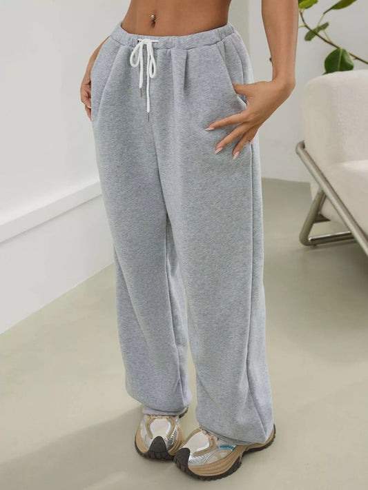 Casual Drawstring High Waist Wide Leg Sweatpants