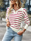 Ribbed Hem Long Sleeve Striped Sweater