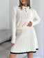 Cable Knit Long Sleeve Top and Skirt Sweater Set