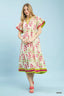 Umgee Floral Border Tiered Midi Dress