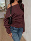 Off-Shoulder Ruched Long Sleeve Sweaer