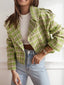 Plaid Lapel Collar Cropped Outerwear