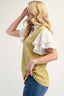Celeste Full Size Solid Color Top with Ruffle Layered Sleeves Plus Size