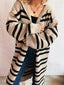 Striped Open Front Hooded Cardigan