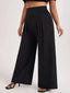 Plus Size High Waist Wide Leg Smocked Waist Pants