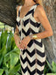 Tie Front Chevron Striped Maxi Dress