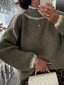 Contrast Trim Turtleneck Long Sleeve Sweater