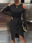 Cold Shoulder Tie Waist Wrap Dress