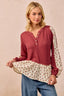 BiBi Waffle with Floral Woven Combo Top