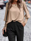 Back Button Lantern Sleeve Blouse