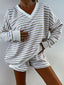 Striped V-Neck Top and Shorts Set