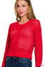 Zenana Button Down Lightweight Crochet Cardigan Sweater
