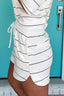 Stripe Half Sleeve Tee and Drawstring Shorts Set