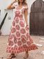 Printed V-Neck Cap Sleeve Dress