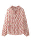 Paisley Print Frill Tie Neck Long Sleeve Blouse