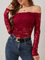 Off-Shoulder Long Sleeve Lace Top