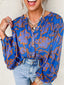 Floral Print Batwing Sleeve Buttoned Loose Fit Shirt