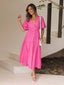 Tiered Puff Sleeve Midi Dress