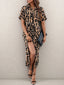 Geometric Print Belted Midi Dress