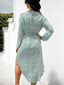 Button Down Printed Long Sleeve Shirt Dress