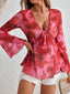 Tie-Front Flare Sleeve Blouse