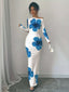 Floral Print One Shoulder Maxi Dress