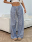 Drawstring Striped Wide Leg Pants