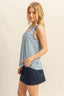 HYFVE Slub Knit Half Button Sleeveless Top