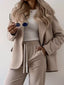 Lapel Collar One Button Blazer and Joggers Set