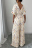 Floral Print Wide Leg Pleated Jumpsuit