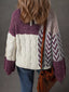 Color Block Patchwork Knotted Back Loose Fit Sweater